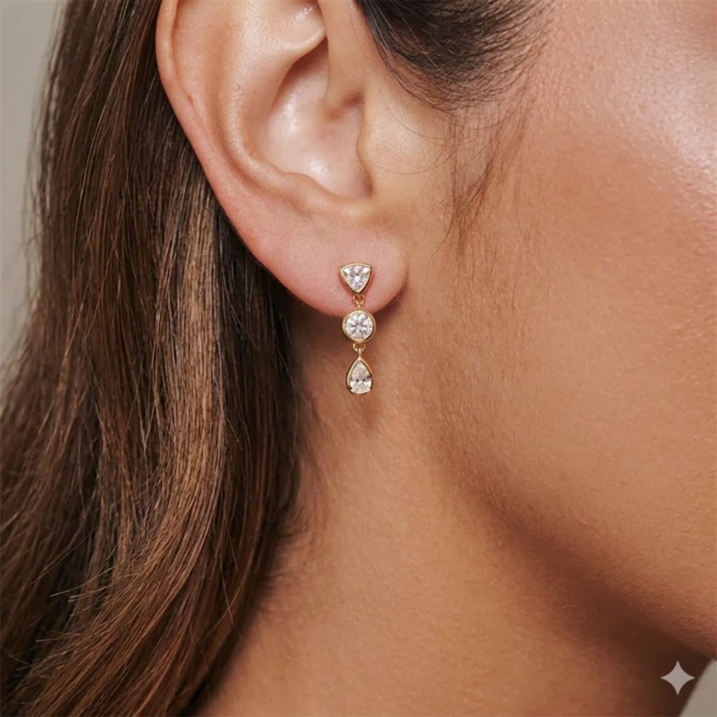 Triple Drop Earrings (Gold)