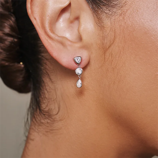 Triple Drop Earrings (Silver)