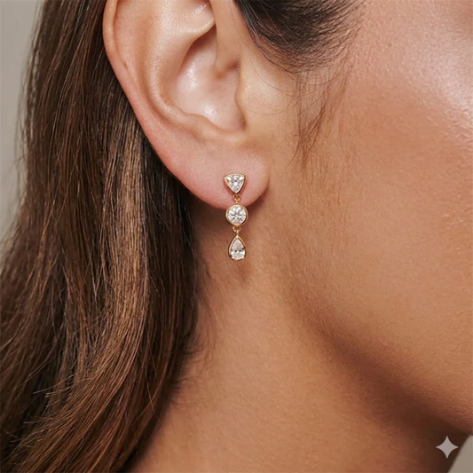 Triple Drop Earrings (Gold)