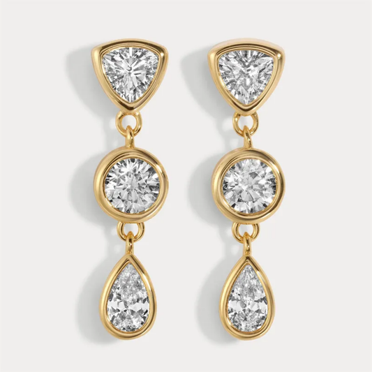 Triple Drop Earrings (Gold)
