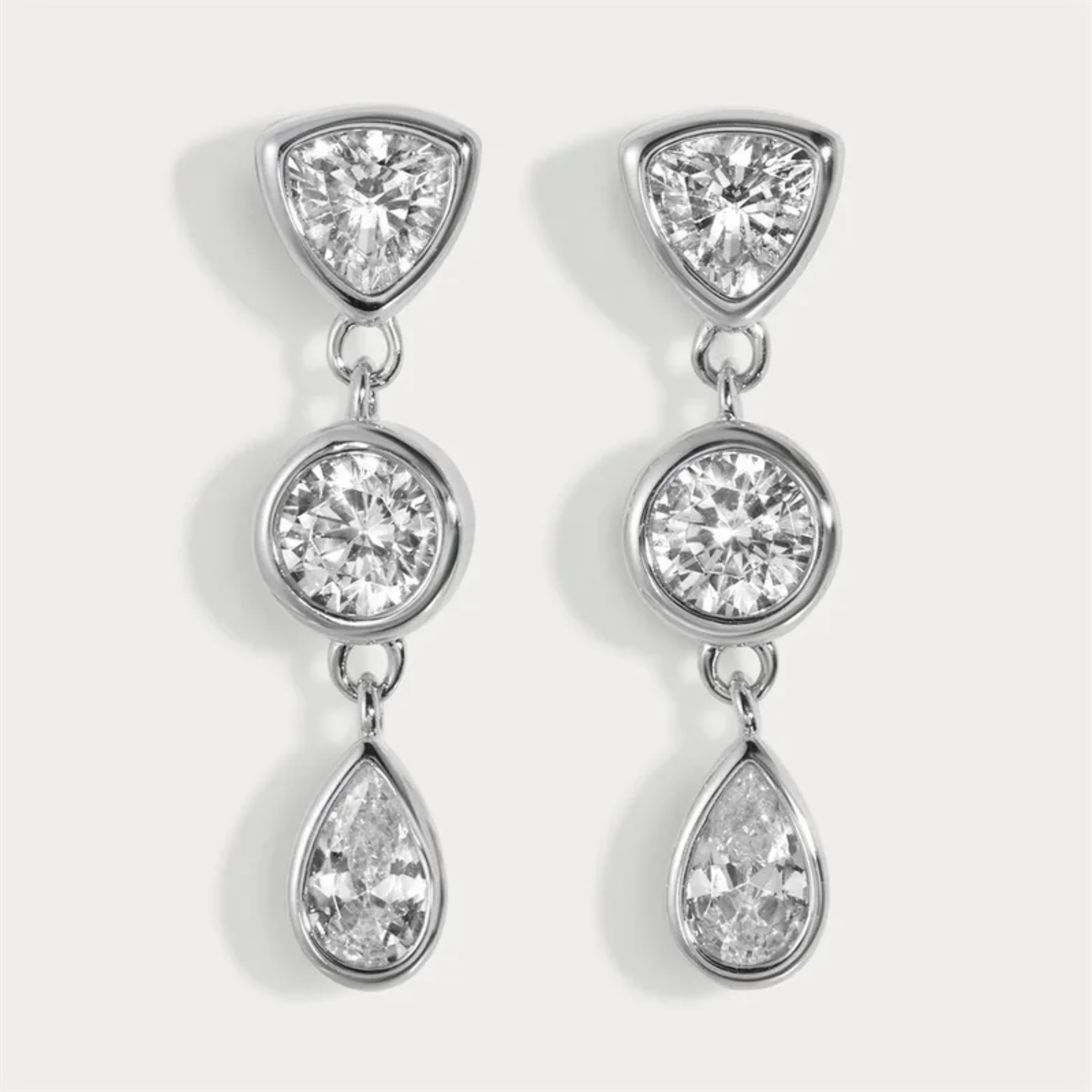 Triple Drop Earrings (Silver)