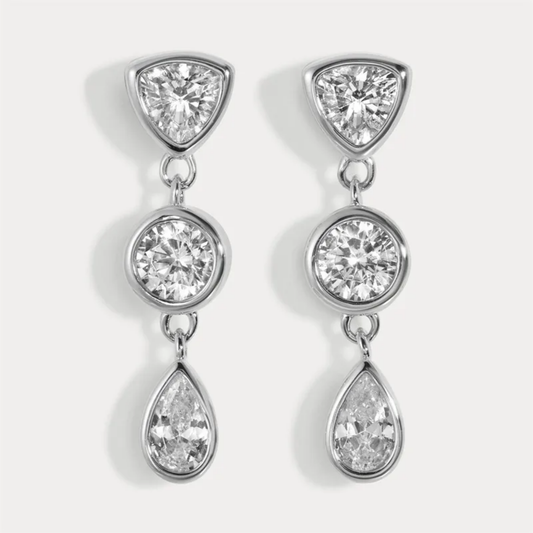 Triple Drop Earrings (Silver)
