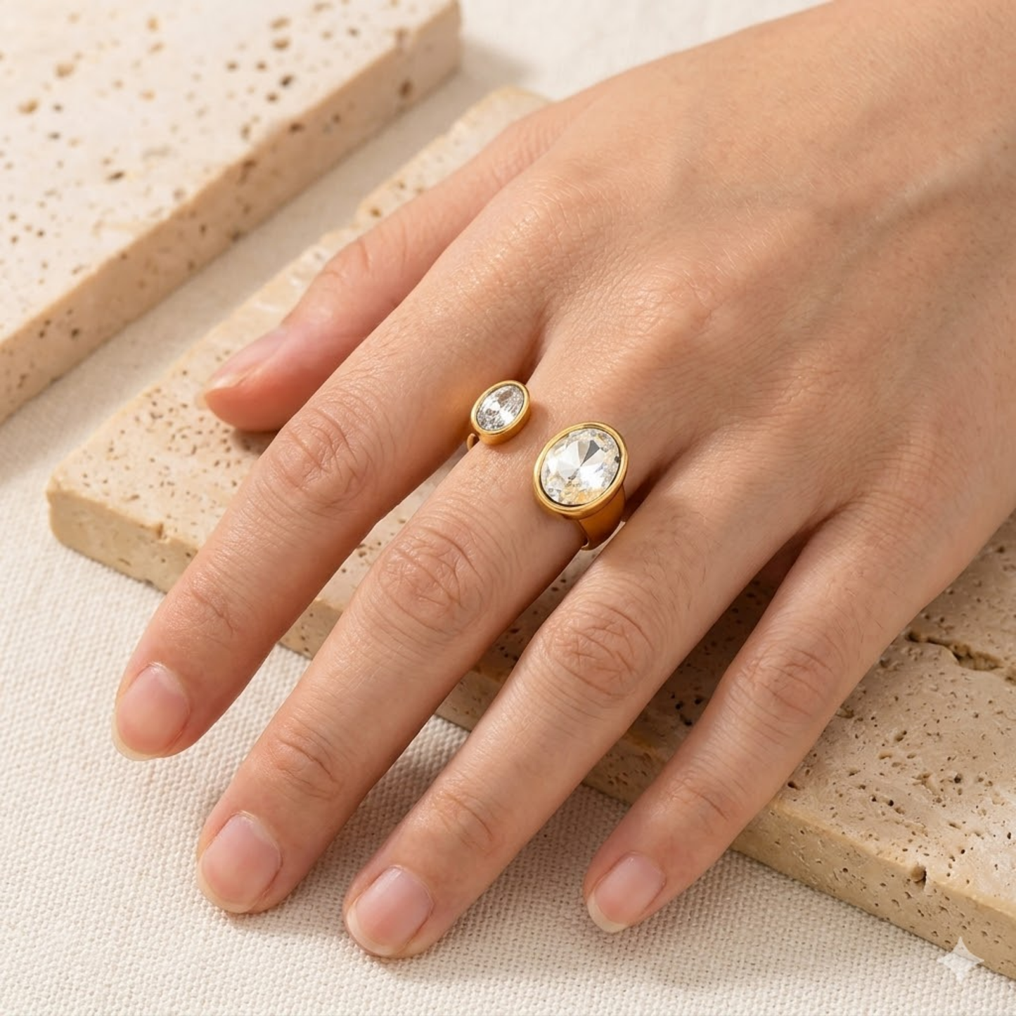 Double Solitaire Open Ring