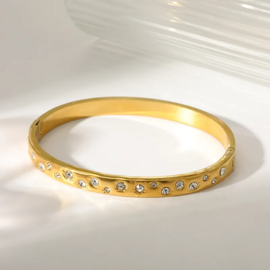 Crystal Inlay Gold Bracelet