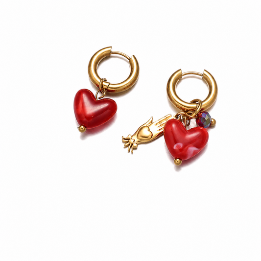 Red Heart Swirl Hoops