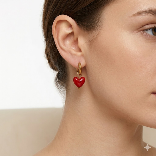 Red Heart Swirl Hoops