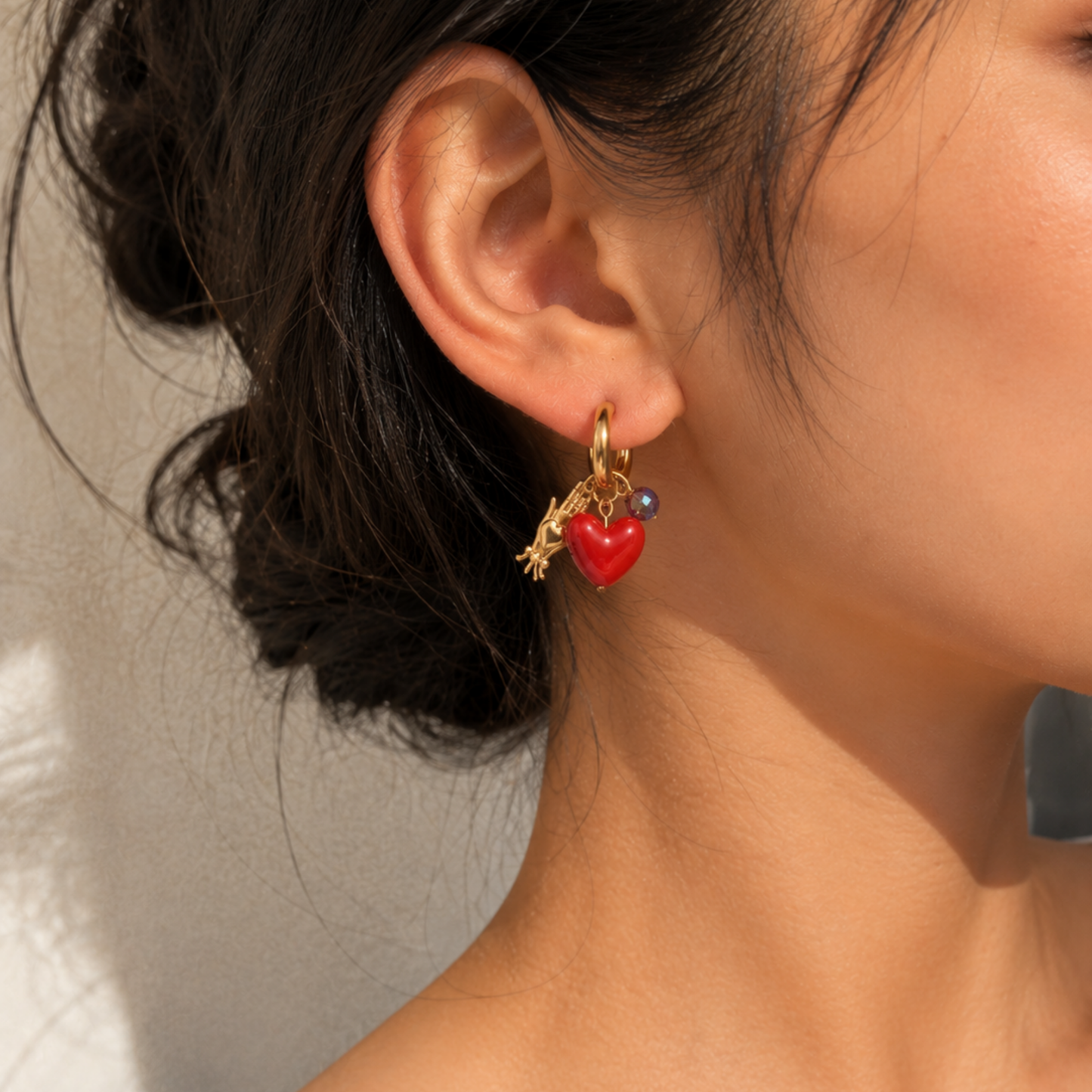 Red Heart Swirl Hoops